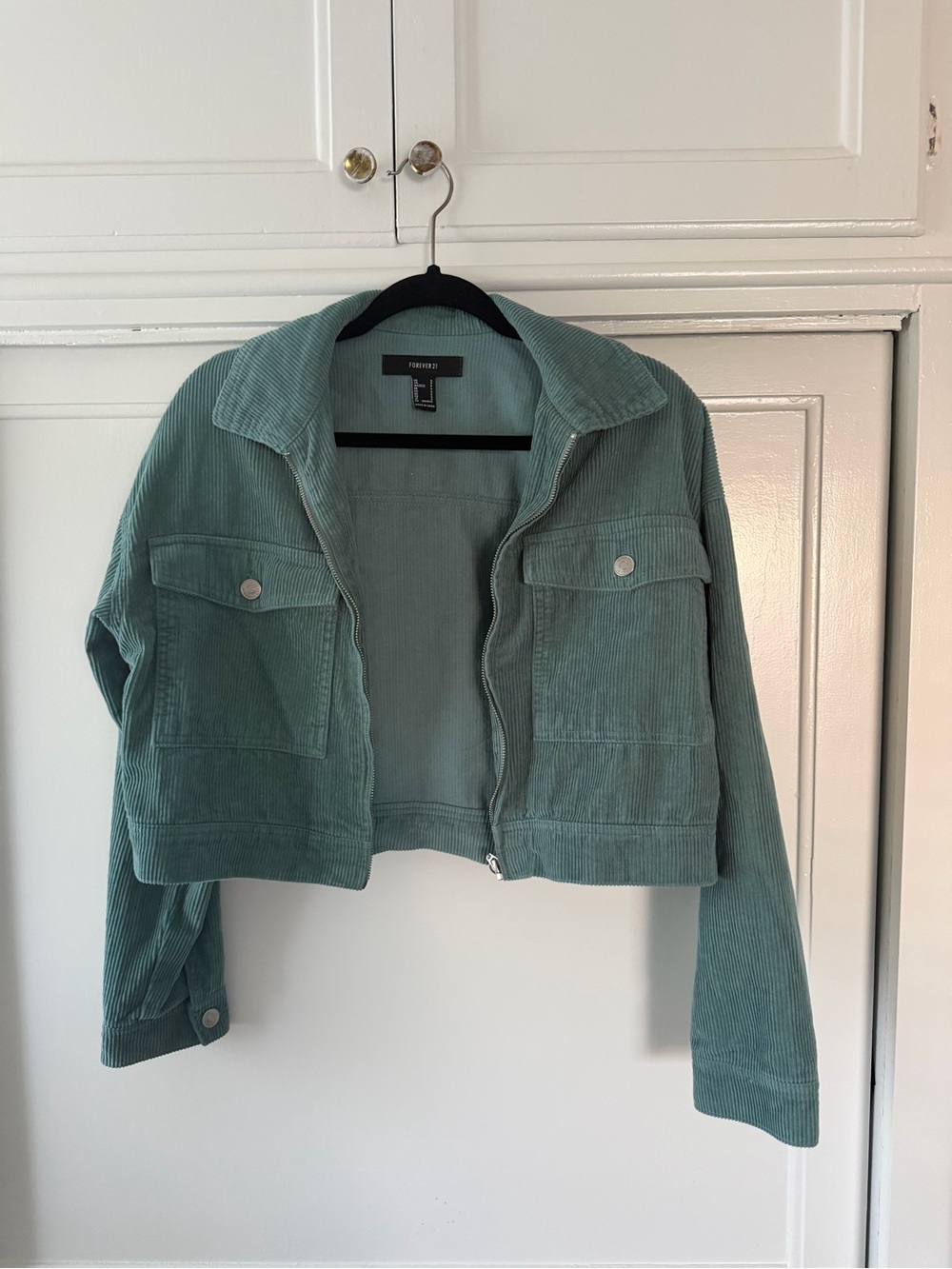 Forever 21 Mint Green Corduroy Cropped Jacket